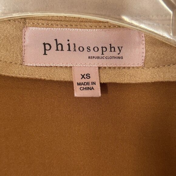 Philosophy Republic Company Tan Faux Leather Open Front Jacket - Picture 2 of 4